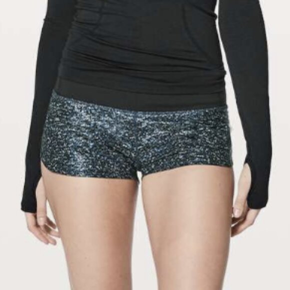 Lululemon Speed Up Short *2.5" Speckled Foil White Blue / Black Swift Size 8 - Picture 3 of 14